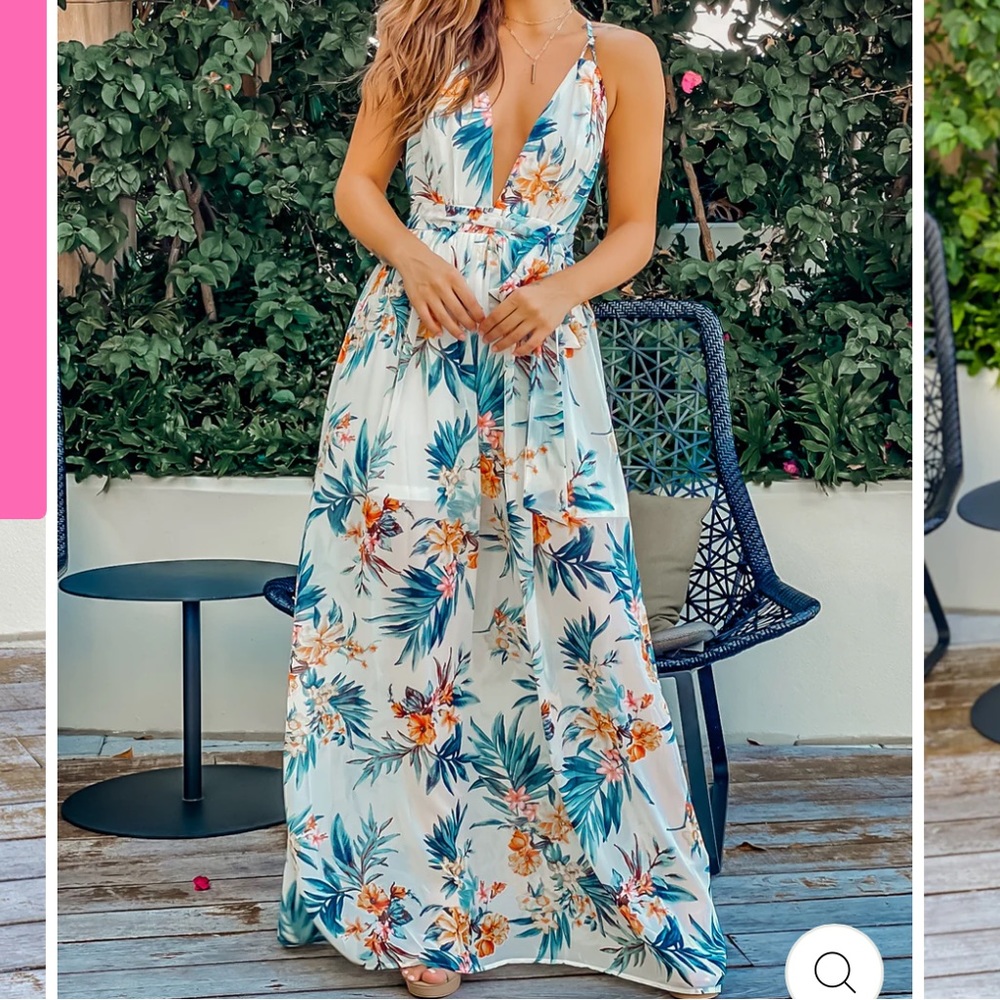 NWT Strapless Tropical Maxi Dress